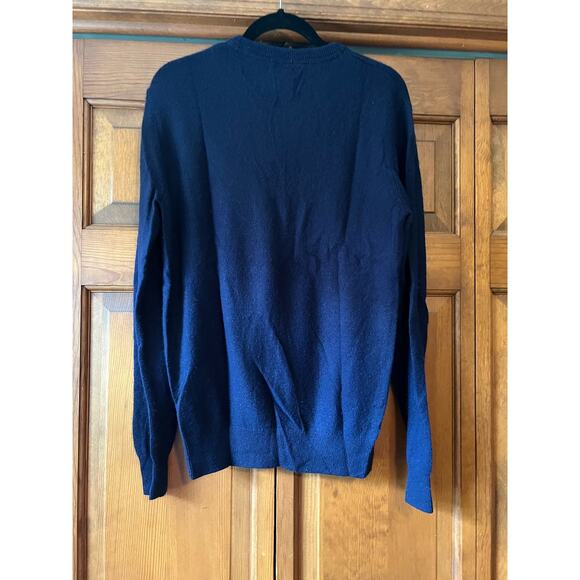 1901 Men's V Neck Cashmere Wool Pullover Sweater Long Sleeve Navy Blue Size L - Picture 9 of 9